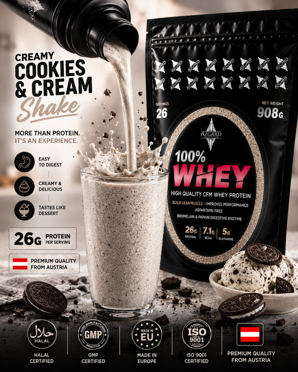 Azgard 100% WHEY - COOKIES&CREAM 908g [2]