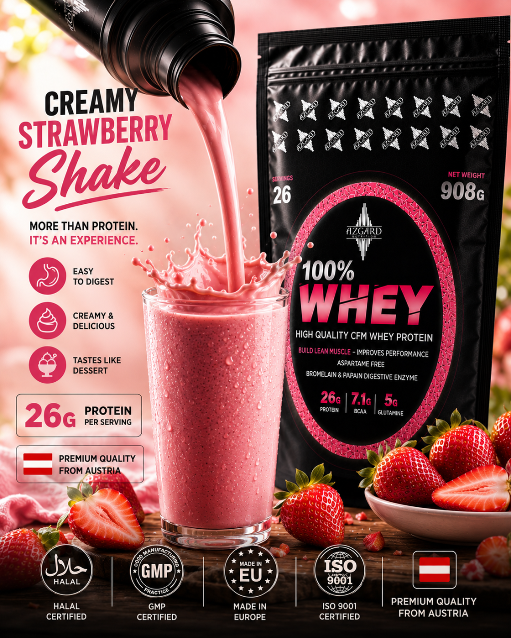Azgard 100% WHEY - STRAWBERRY 908g [2]