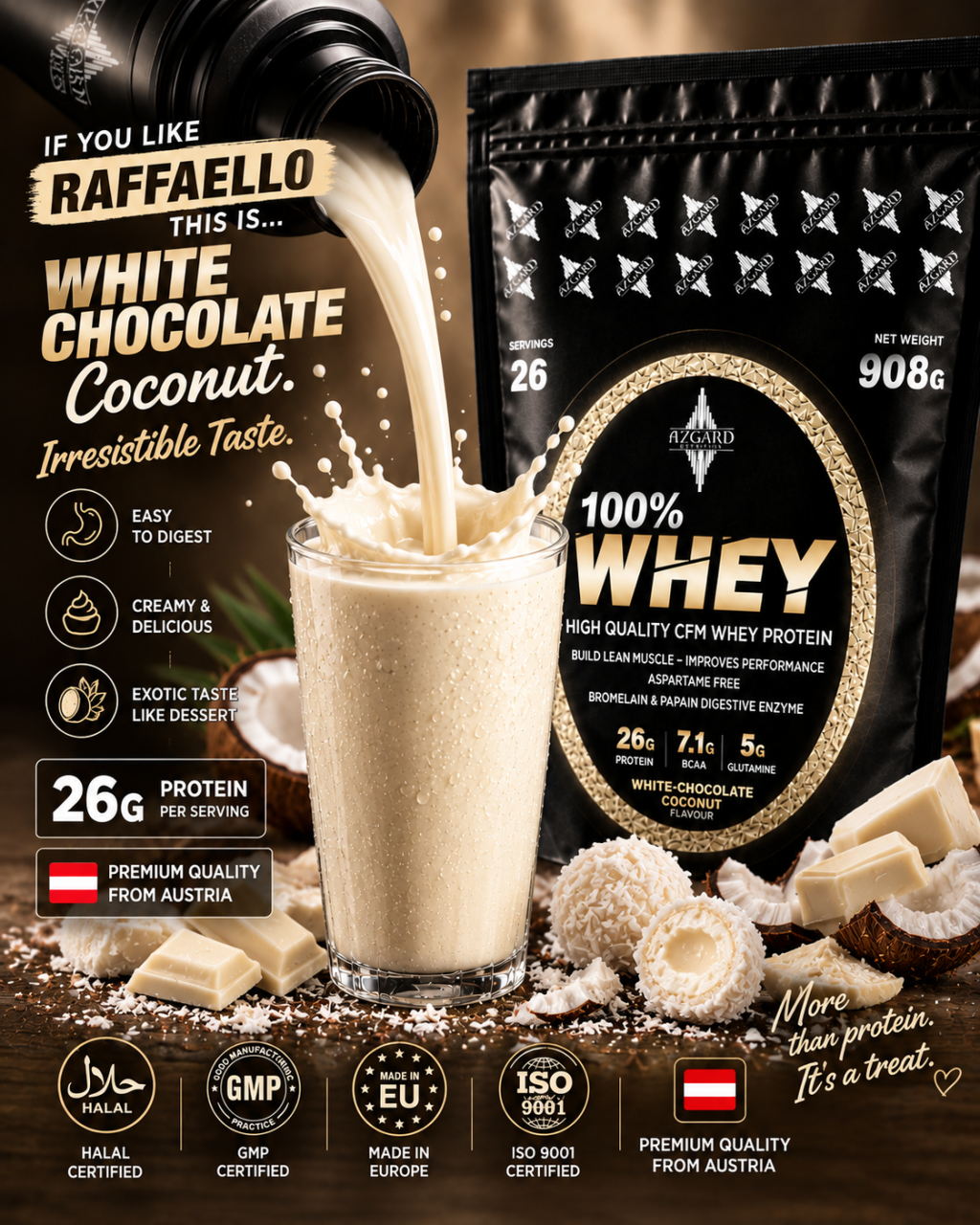 Azgard 100% WHEY - WHITE CHOCOLATE-COCONUT - 908g [2]