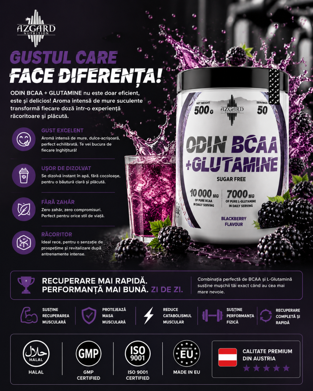 ODIN BCAA+GLUTAMINE BLACKBERRY 500g [2]