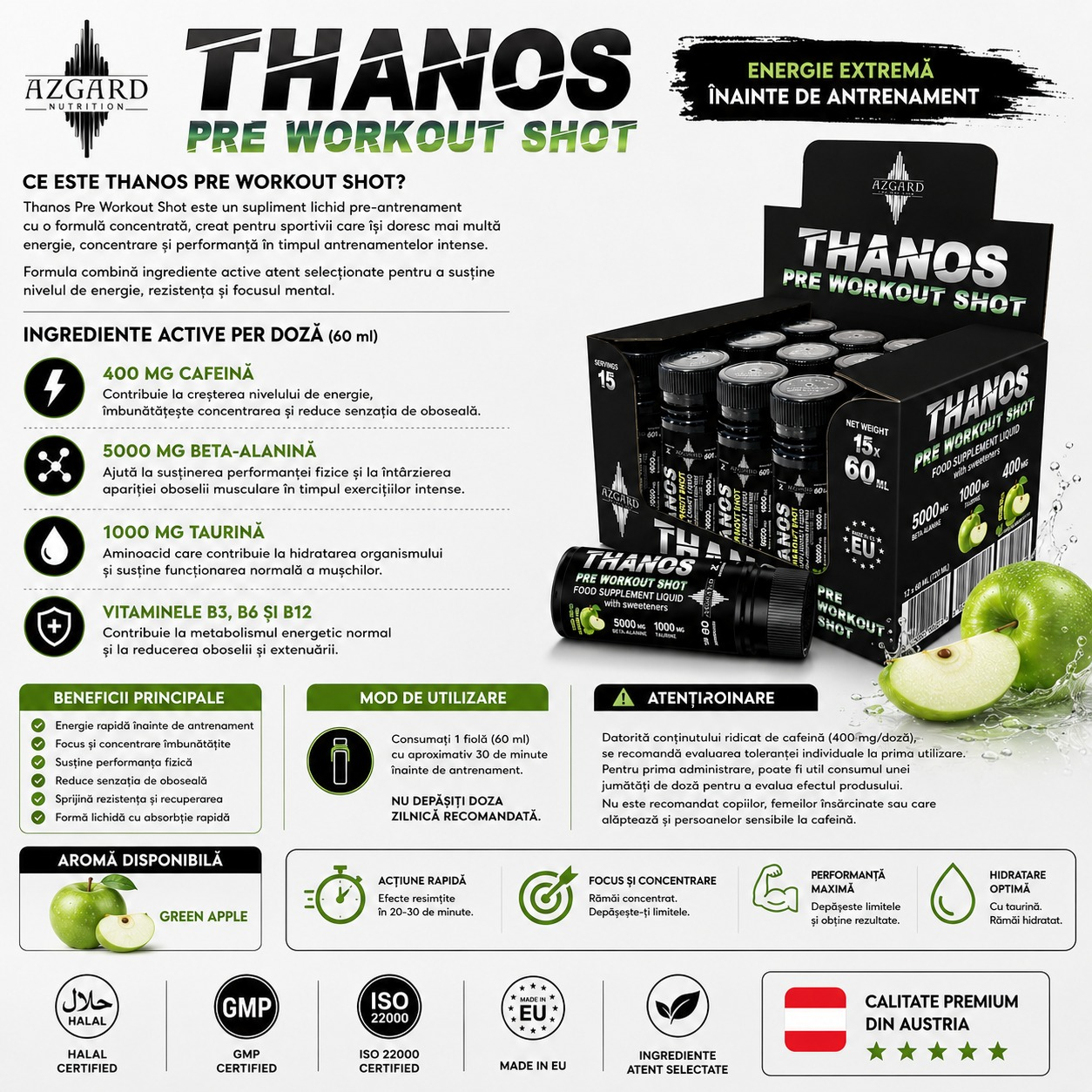 THANOS PRE WORKOUT SHOT - 15*60ml GREEN APPLE [2]