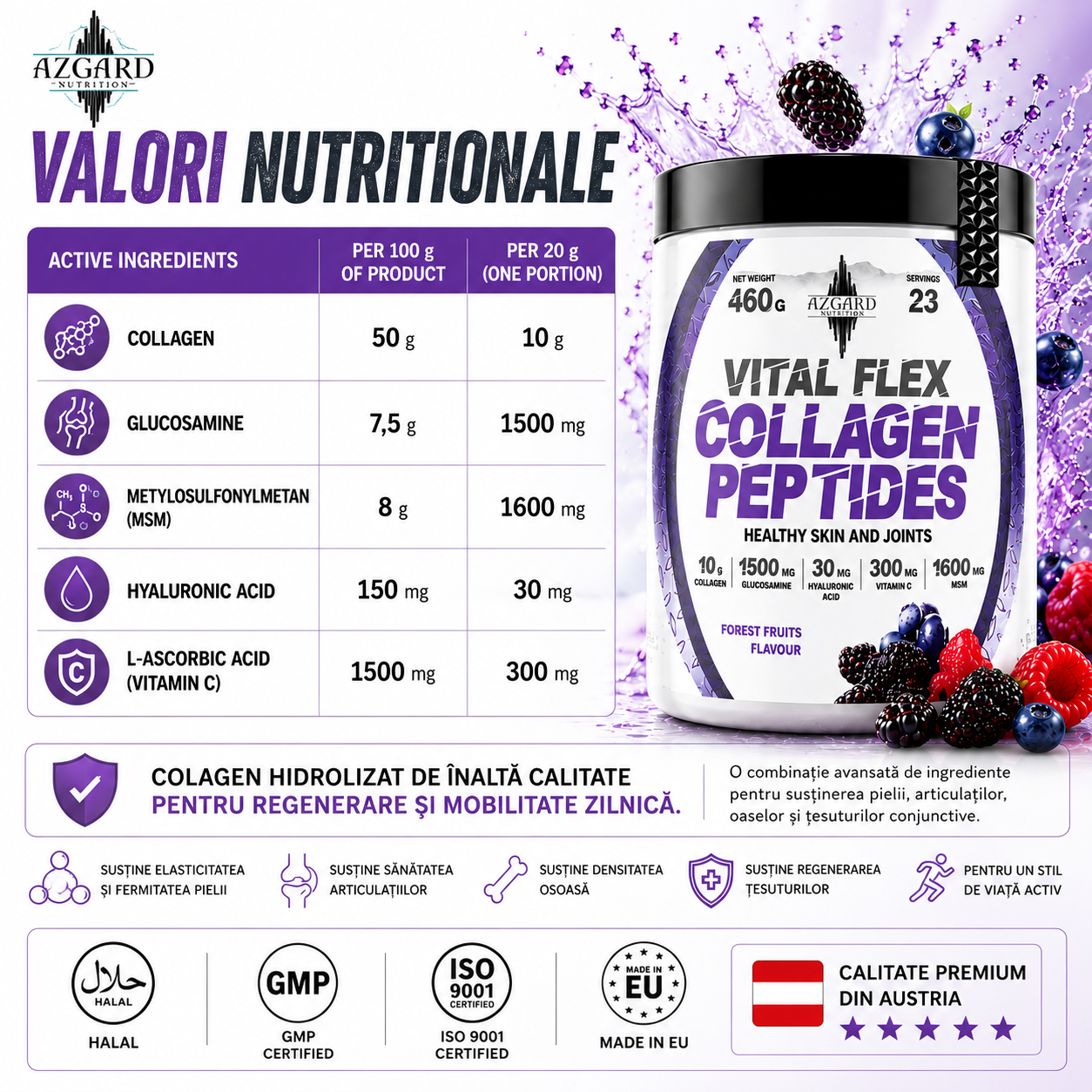 VITAL FLEX COLLAGEN PEPTIDES - FOREST FRUITS 460g [2]