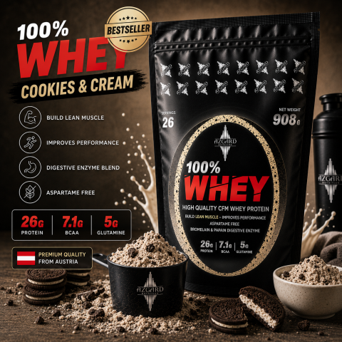 PROTEINE AZGARD CFM WHEY - Azgard 100% WHEY - COOKIES&CREAM 908g