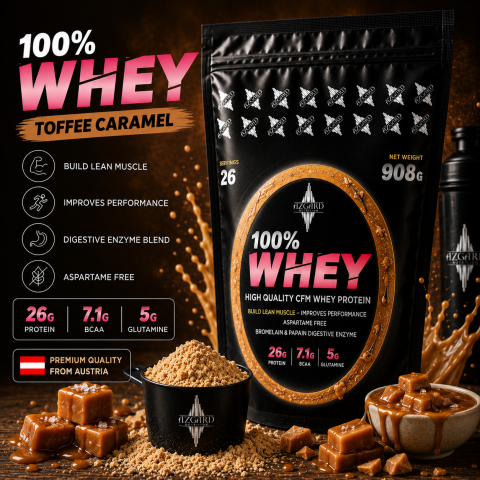 PROTEINE AZGARD CFM WHEY - Azgard 100% WHEY - TOFFEE CARAMEL 908g