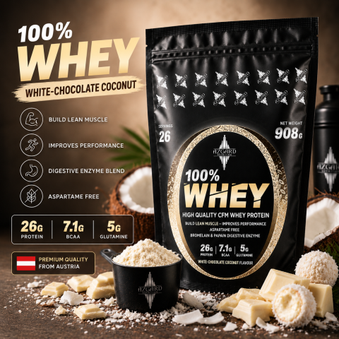 PROTEINE AZGARD CFM WHEY - Azgard 100% WHEY - WHITE CHOCOLATE-COCONUT - 908g