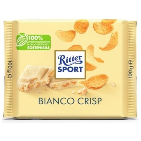 CREME ȘI CIOCOLATA - CIOCOLATA ALBA CU FULGI DE PORUMB 100GR