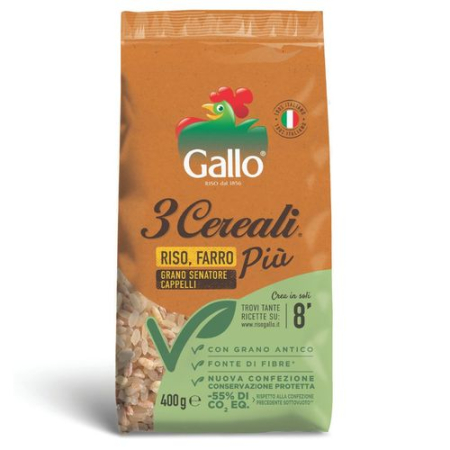 PRODUSE DE BAZĂ - OREZ INTEGRAL CU CEREALE GALLO 3 CEREALI 400GR