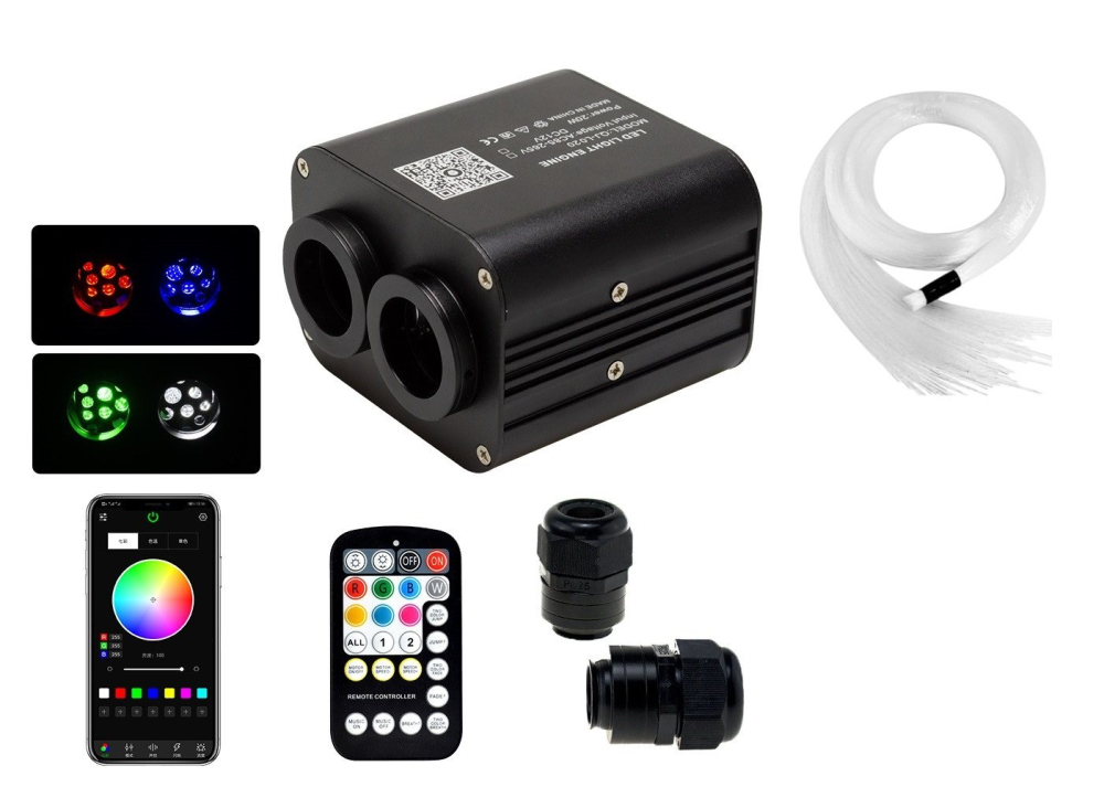 Kit fibra optica plafon instelat auto 16W, TWINKLE, 1100 fire, 4 metri cu aplicatie telefon [1]
