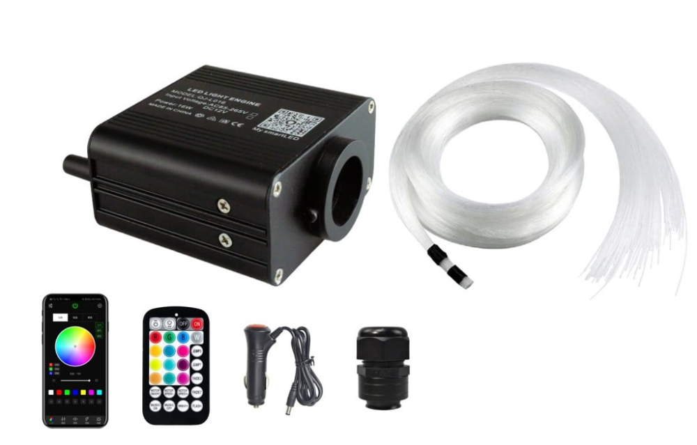 Kit fibra optica plafon instelat auto 16W, TWINKLE, 550 fire, 3 metri cu aplicatie telefon [5]