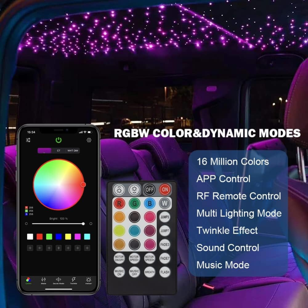 Kit Fibra Optica Plafon Instelat TWINKLE RGBW 550 Fire 3M 0.75mm cu aplicatie [2]