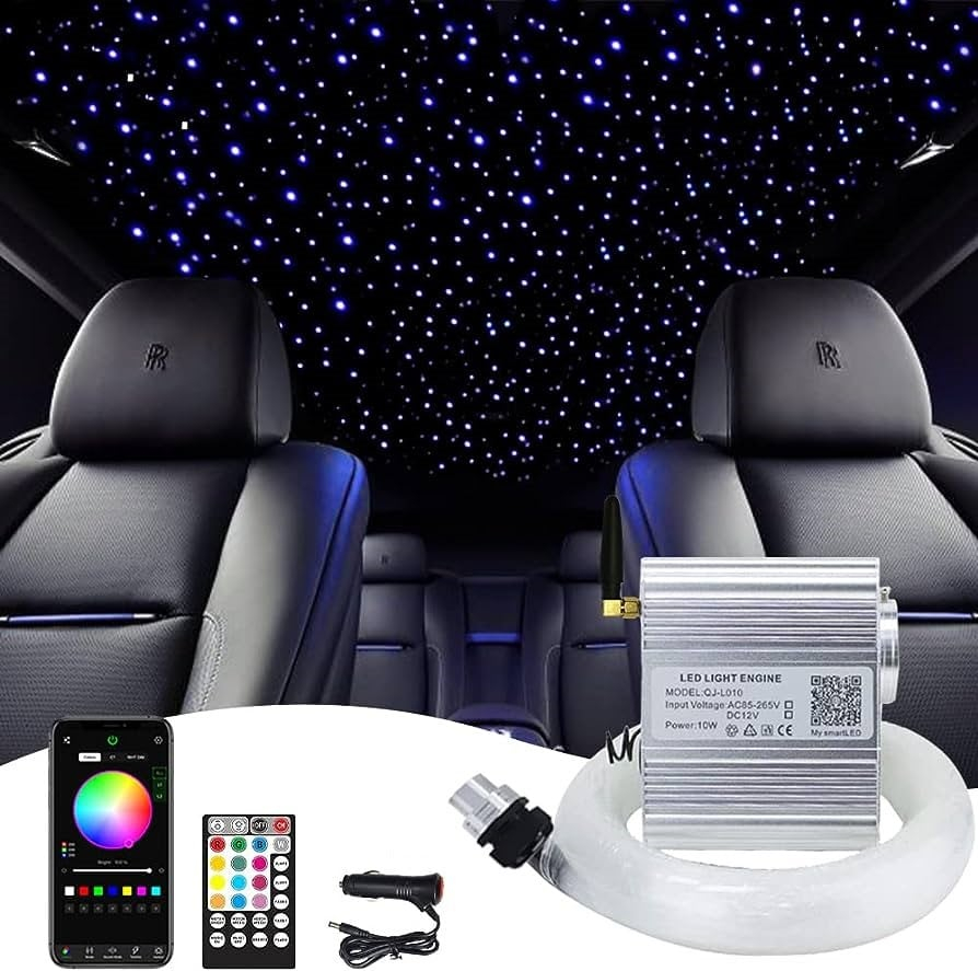 Kit Fibra Optica Plafon Instelat TWINKLE RGBW 650 Fire 3M 0.75mm cu aplicatie [4]