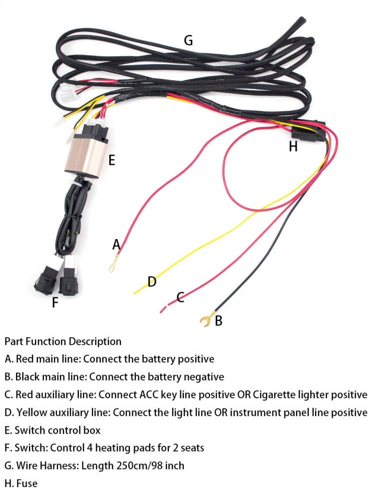 Kit incalzire in scaune, 2 scaune, 12V, 4 piese cu 3 trepte si butoane on/off [3]