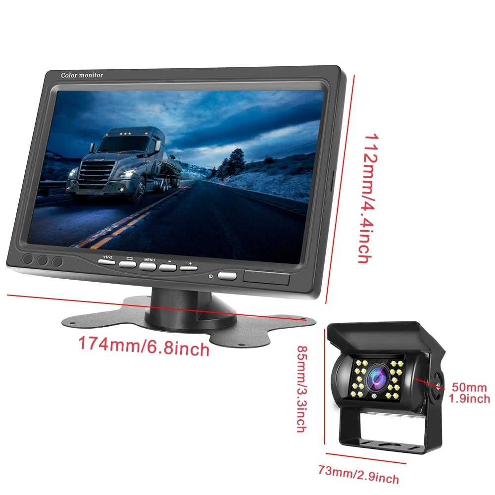 Kit marsarier camera si display de 7" 12V~24V, pentru Camioane, Autocare, Bus-uri, autoturisme [6]