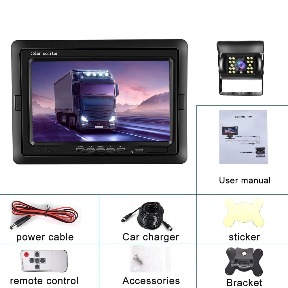 Kit marsarier camera si display de 7" 12V~24V, pentru Camioane, Autocare, Bus-uri, autoturisme [7]