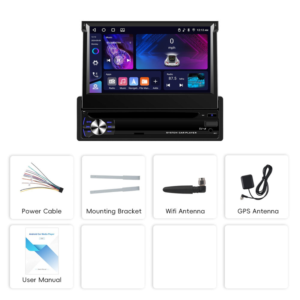 Navigatie 1DIN, Ecran retractabil, 4GB RAM 64GB, 4core carplay / android auto [6]