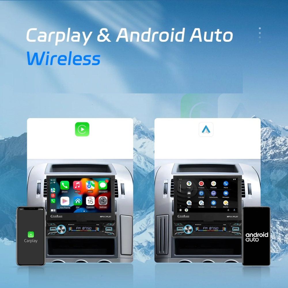 Navigatie 1DIN, Ecran retractabil automat de la buton, 2GB RAM 64GB, Android 12, Bluetooth, Wifi, Carplay / Android Auto [6]