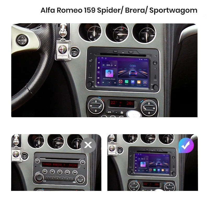 Navigatie Alfa Romeo 159, Brera, Spider, Android 12, 4GB RAM 64GB, octacore, carplay android auto [2]
