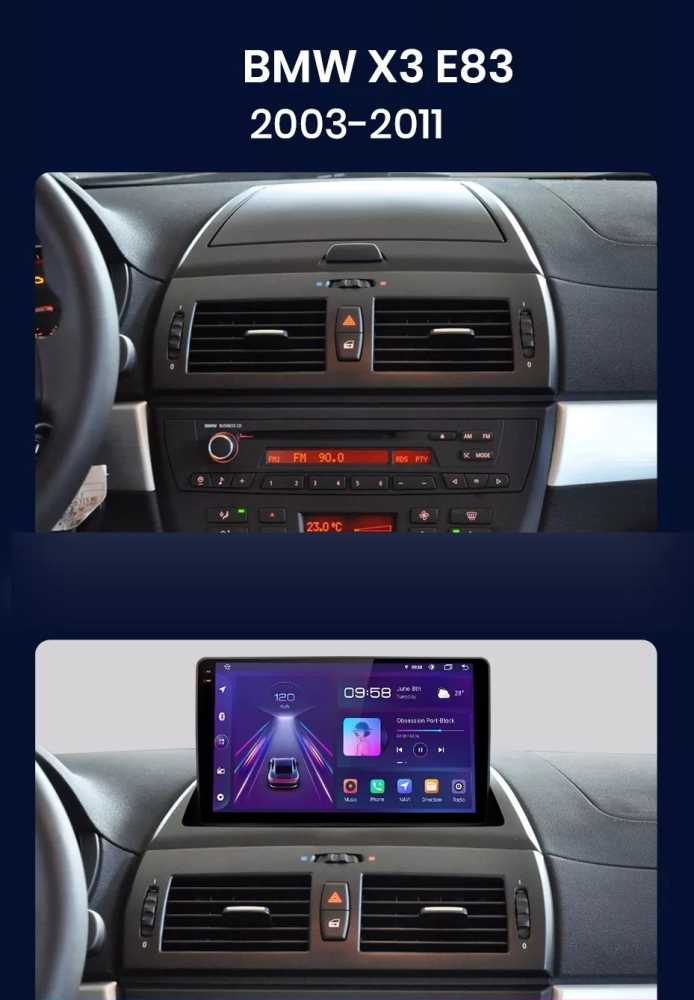 Navigatie BMW x3 E83 2004 - 2012, Android 13,Ecran 2K, 4GB RAM 64GB, Octa Core, carplay /android auto [3]