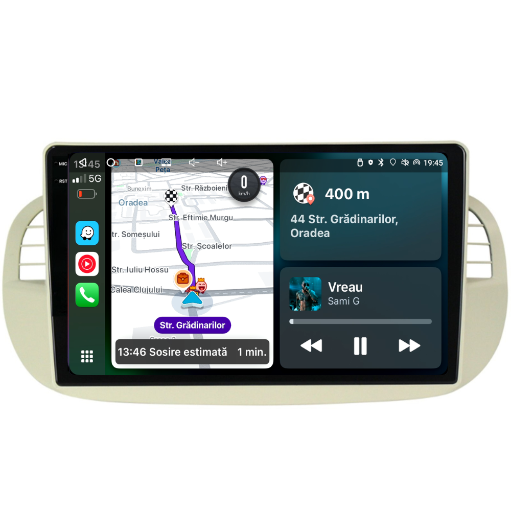 Navigatie Fiat 500 (2007-2015), Ecran 9 inch, 8GB RAM 256GB, 8-core [1]