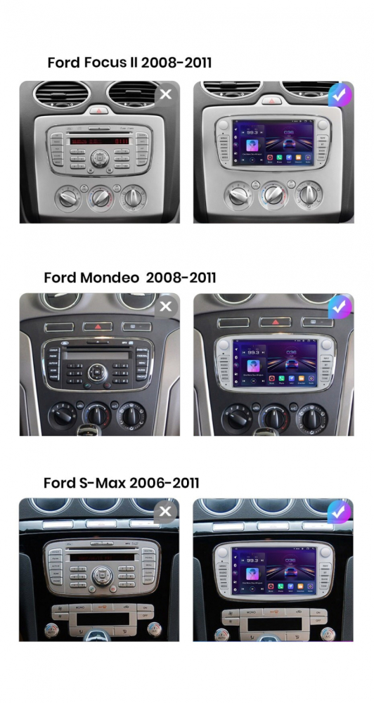 Navigatie Ford C-Max (2003-2010), Android, 4GB RAM 64GB, 8-core, argintiu [3]