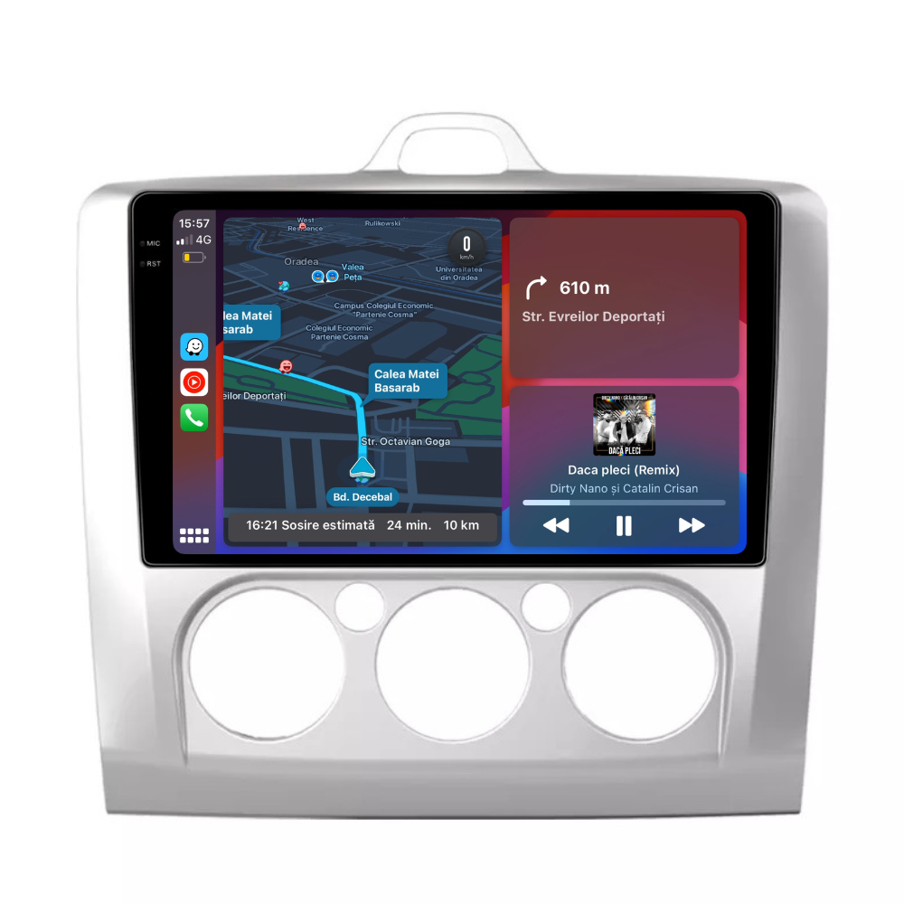 Navigatie Ford Focus 2004-2011, Android 13,Ecran 2K, 4GB RAM 64GB, Octa Core, carplay /android auto, rama argintiu AC [5]