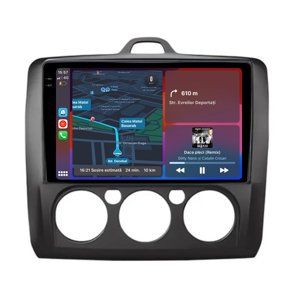 Navigatie Ford Focus 2004-2011, Android 13,Ecran 2K, 4GB RAM 64GB, Octa Core, carplay /android auto,rama negru AC [4]