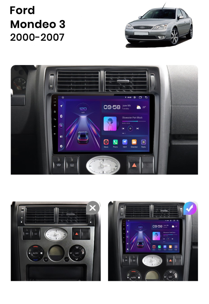 Navigatie Ford Mondeo 3 (2000-2003), Android, 1GB RAM 32GB, carplay / android auto [2]