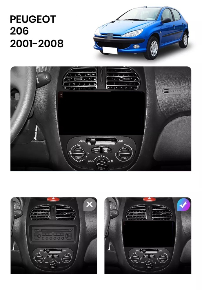 Navigatie Peugeot 206 (2001-2008), Ecran 9 inch, 8GB RAM 256GB, 8-core [8]