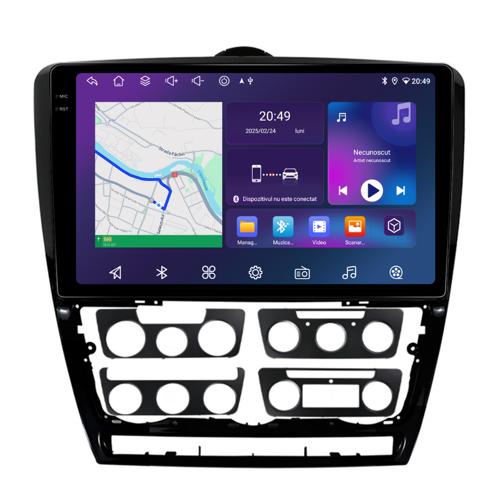 Navigatie Skoda Octavia 2 (2008-2013), Android, Ecran 10 inch, 6GB RAM 128GB, 8-core [1]