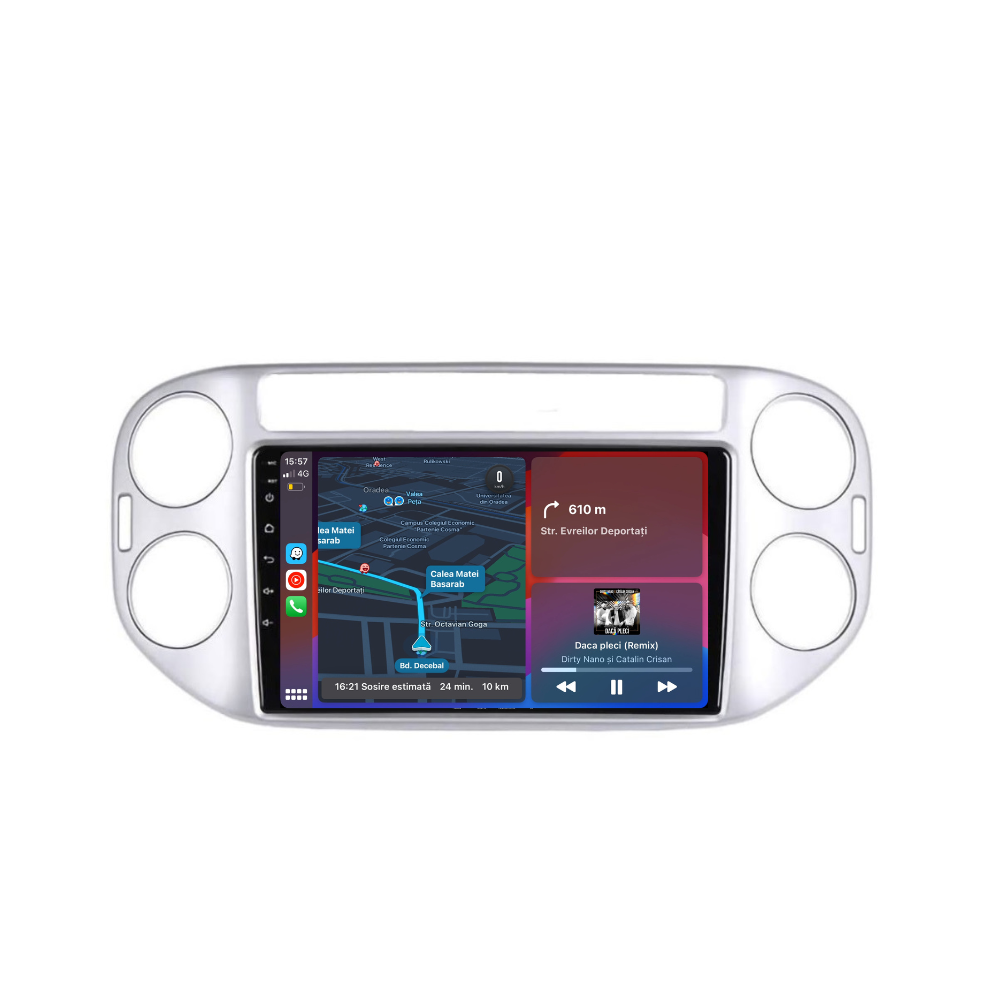 Navigatie Volkswagen Tiguan 2006-2016, Android 12, 1GB RAM 32GB, google maps, youtube, wifi, waze, bluetooth [1]