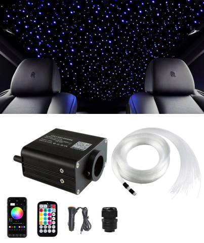 Accesorii interior - Kit fibra optica plafon instelat auto 16W, TWINKLE, 550 fire, 3 metri cu aplicatie telefon