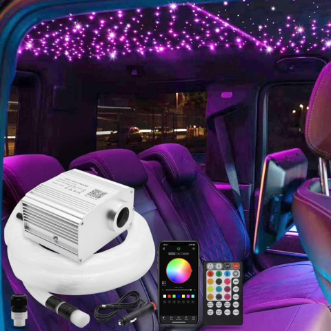 Kit Fibra Optica Plafon Instelat TWINKLE RGBW 550 Fire 3M 0.75mm cu aplicatie [4]