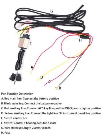 Kit incalzire in scaune, 2 scaune, 12V, 4 piese cu 3 trepte si butoane on/off [2]