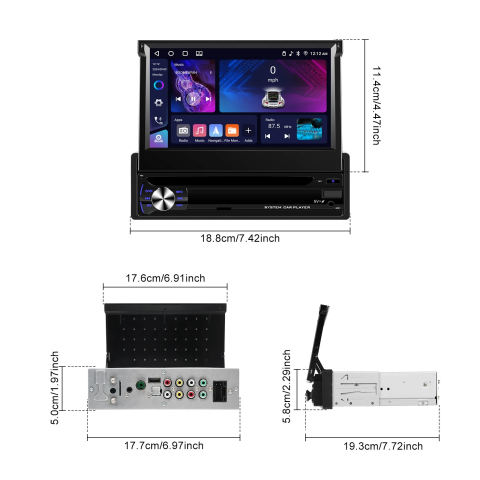 Navigatie 1DIN, Ecran retractabil, 4GB RAM 64GB, 4core carplay / android auto [4]