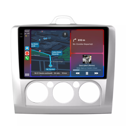 Navigatie Ford Focus 2004-2011, Android 13,Ecran 2K, 4GB RAM 64GB, Octa Core, carplay /android auto, rama argintiu AC [4]