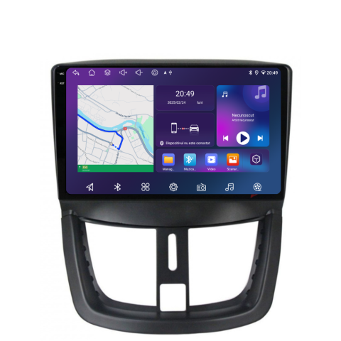 207 (2006-2015) - Navigatie Peugeot 207 (2006-2015), Ecran 9 inch, 6GB RAM 128GB, 8-core