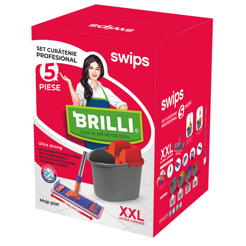 Set curatenie profesional Brilli Swips, 5 piese, albastru [2]