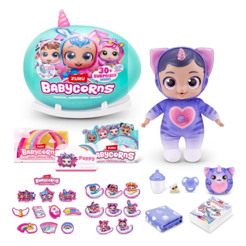 Papusi si jucarii de plus - Jucarie de plus surpriza, Rainbocorns, Babycorns, 30 surprize