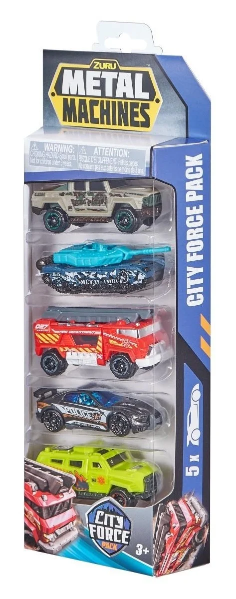 Masinute si jucarii cu telecomanda - Set 5 masinute Metal Machines - City Force, 1:64