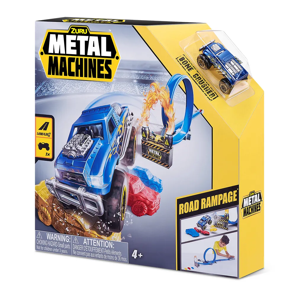 Masinute si jucarii cu telecomanda - Set de joaca Metal Machines - Road Rampage, cu pista
