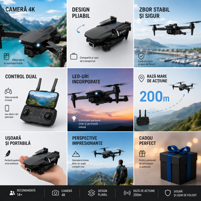 Dronă pliabilă Dual Camera [6]