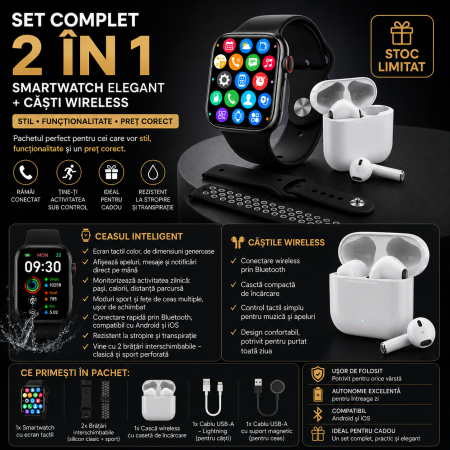 Smartwatch Elegant + Căști Wireless [1]