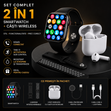 Smartwatch Elegant + Căști Wireless [4]