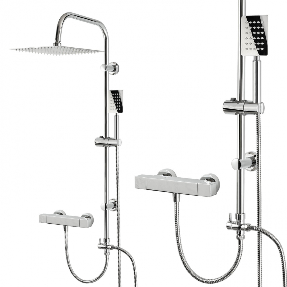 Set coloană de duș cu baterie cu termostat, efect de ploaie - diferite dimensiuni [1]