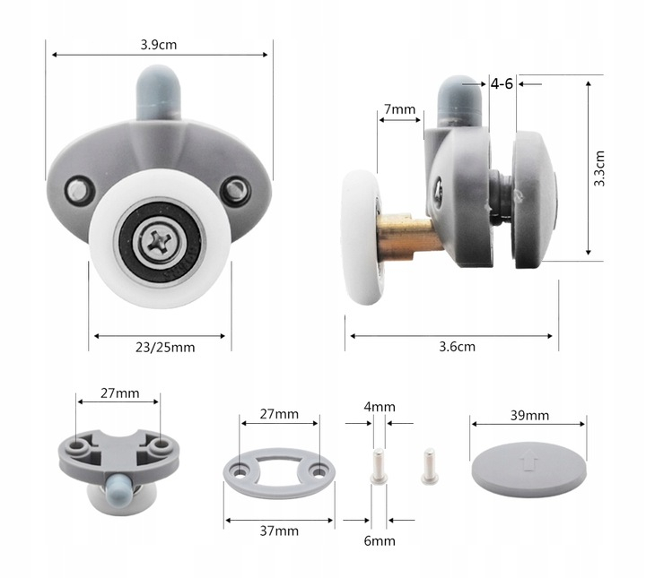 Set de role pentru cabine de duș ovale simple de 23 mm [11]