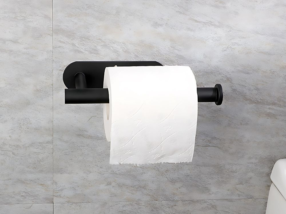 Suport hârtie igienică autoadeziv fără găurire, negru, metalic, tip loft [6]