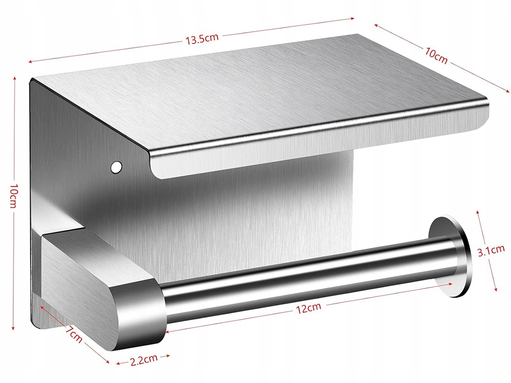 Suport hartie igienica cu raft, Argintiu sau Negru, WC [15]