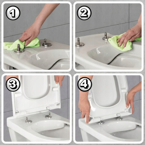 Capac WC Universal Cu Soft Close, din Duroplast, Balamale Metalice Detasabile [8]