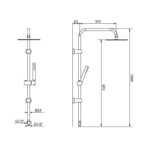 Coloană de duș aparentă cu efect de ploaie de 20cm, fără baterie [1]