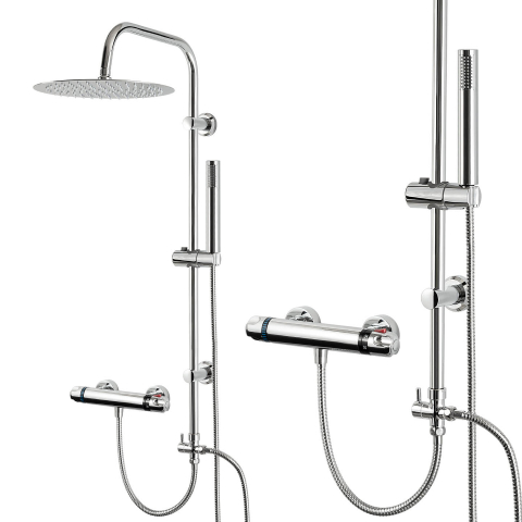 Coloană de duș cu baterie termostatică, cu efect de ploaie - diferite dimensiuni Cabine dus si accesorii - Coloană de duș cu baterie termostatică, cu efect de ploaie - diferite dimensiuni
